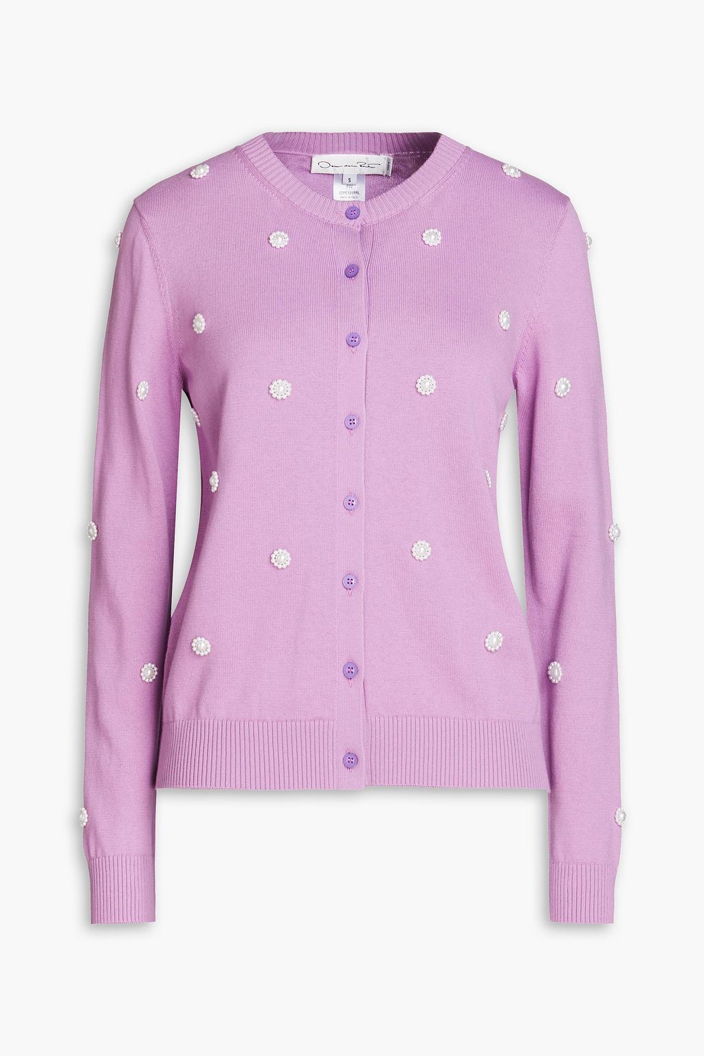 OSCAR DE LA RENTA Faux pearl embellished cotton cardigan THE OUTNET