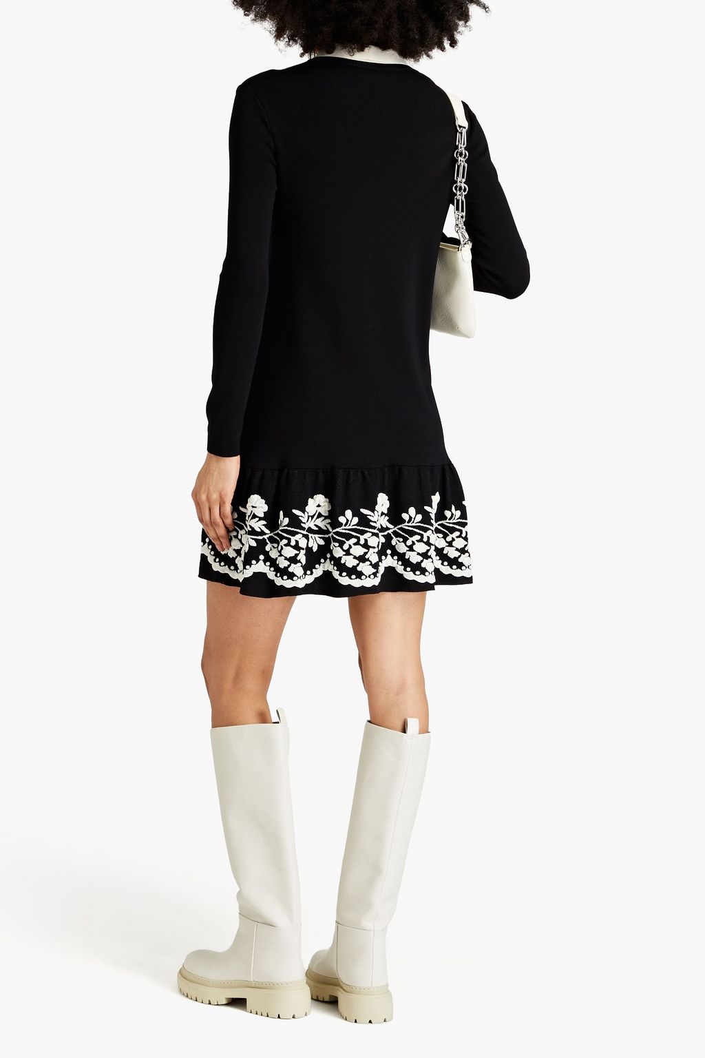 REDVALENTINO Ruffled jacquard-knit mini dress