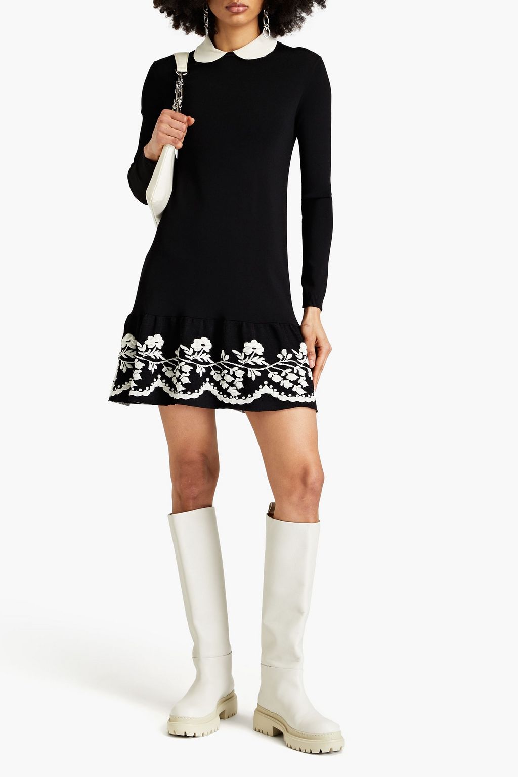 REDVALENTINO Ruffled jacquard-knit mini dress