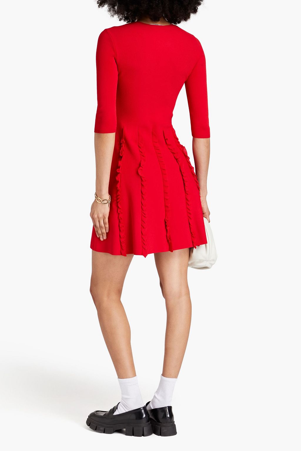 VALENTINO GARAVANI Ruffled knitted mini dress