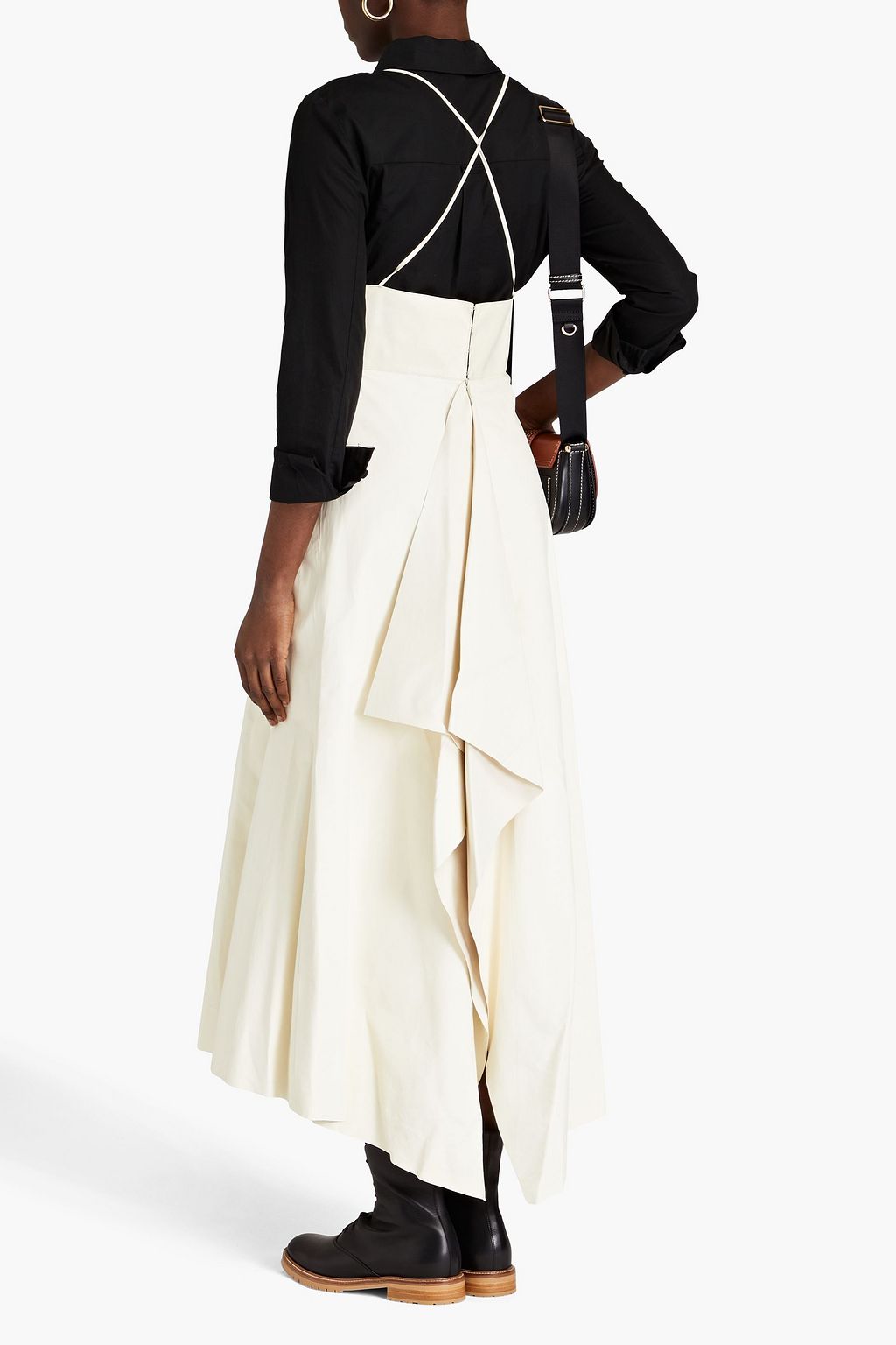 VALENTINO GARAVANI Draped leather midi dress