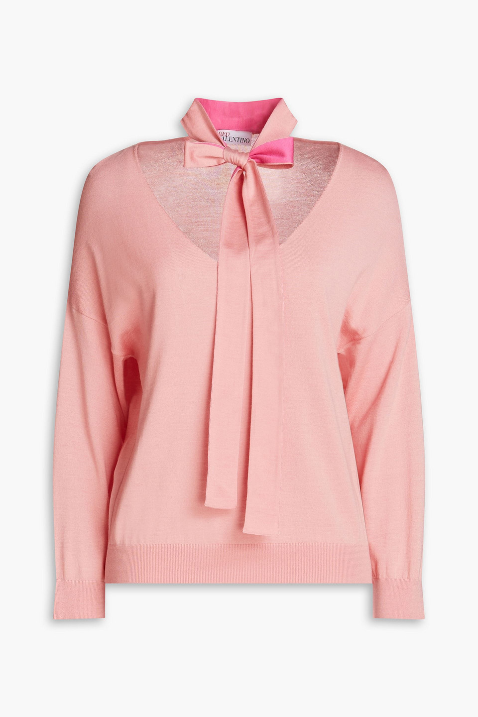 Red Valentino Pussy-bow Wool, Silk And Cashmere-blend Jumper In Pink