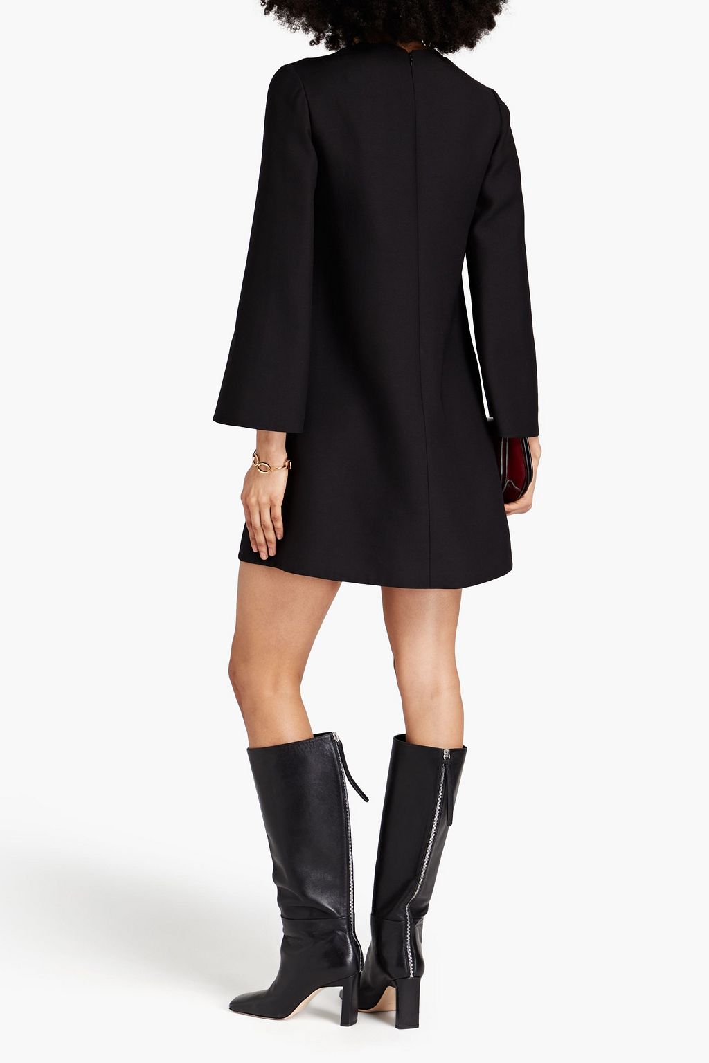 VALENTINO GARAVANI Two-tone wool and silk-blend crepe mini dress