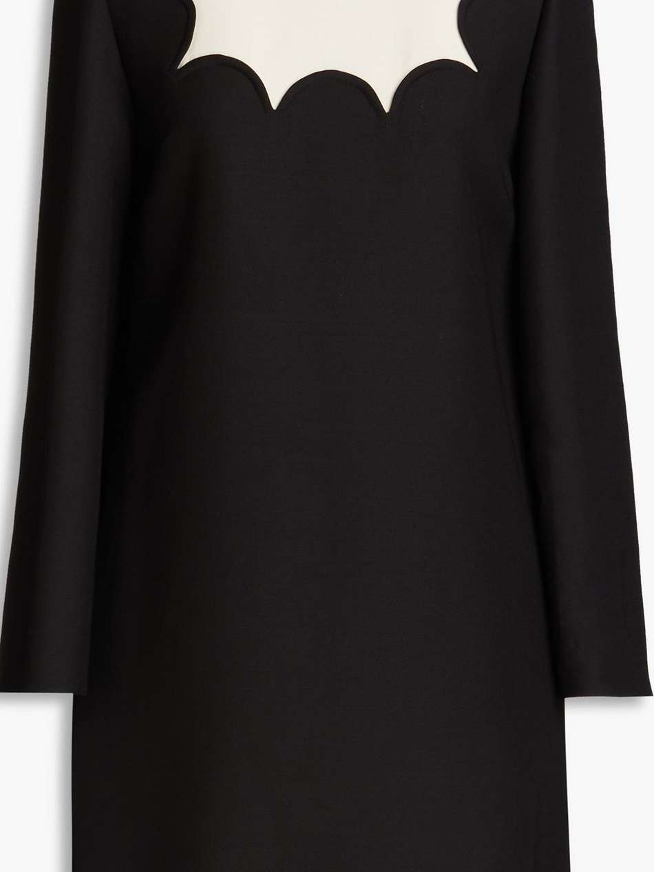 two-tone wool and silk-blend crepe mini dress