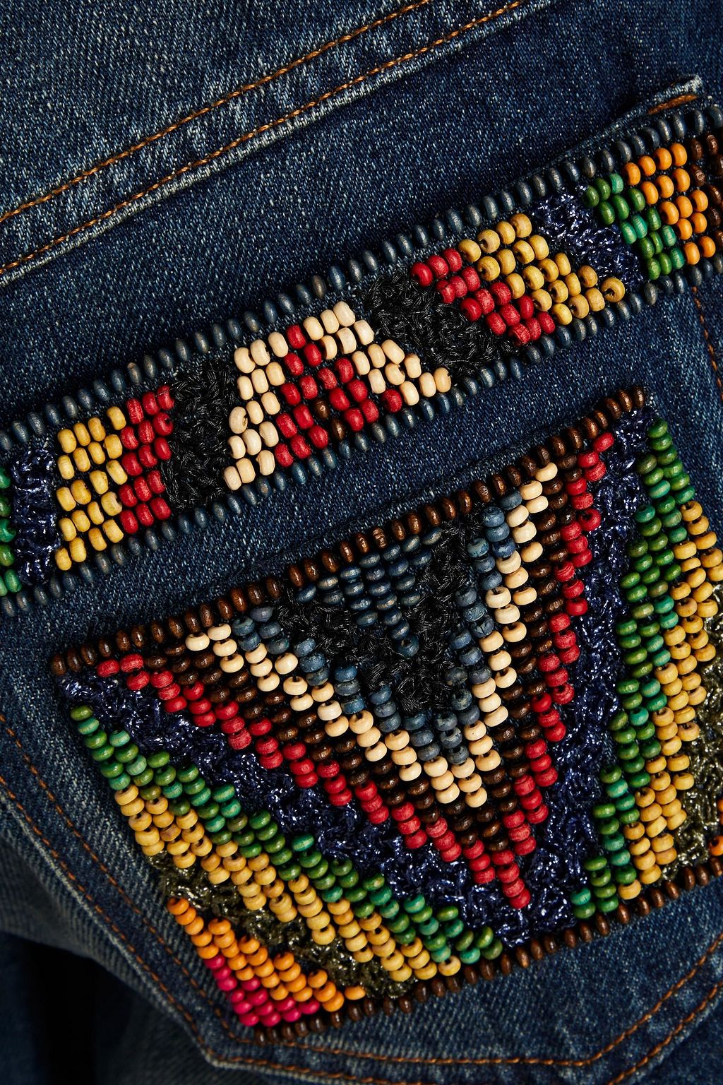 VALENTINO GARAVANI Bead-embellished high-rise wide-leg jeans