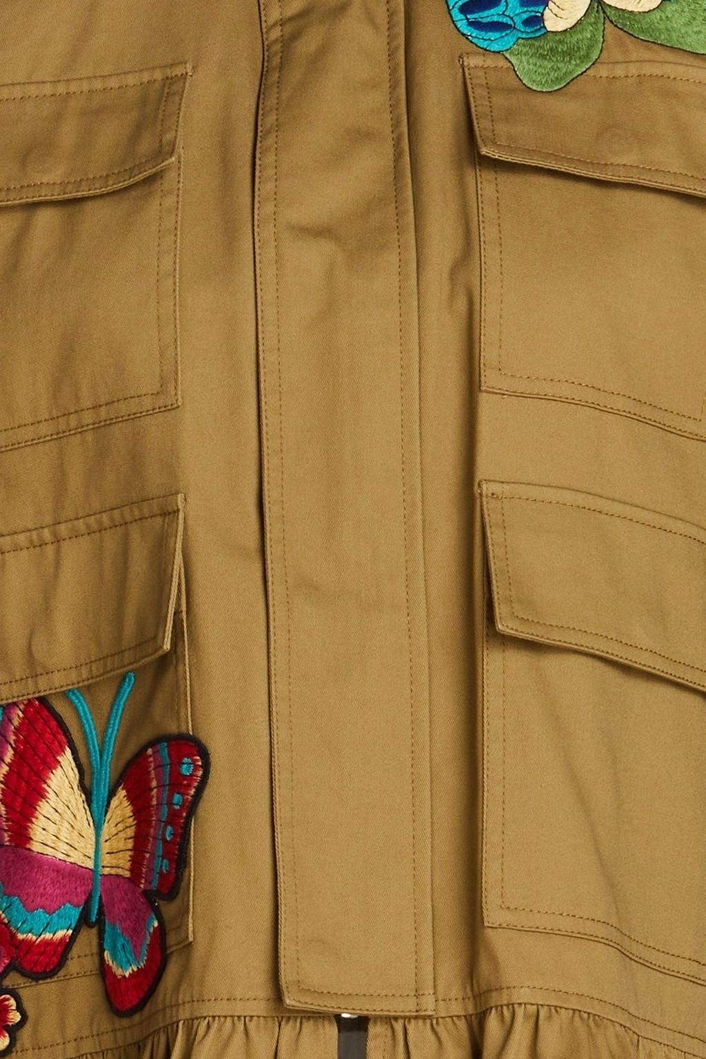 REDVALENTINO Ruffled embroidered cotton-gabardine jacket