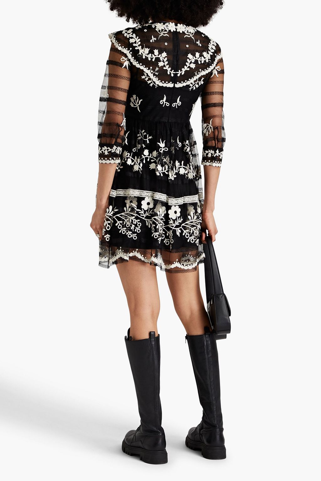 REDVALENTINO Embellished lace mini dress