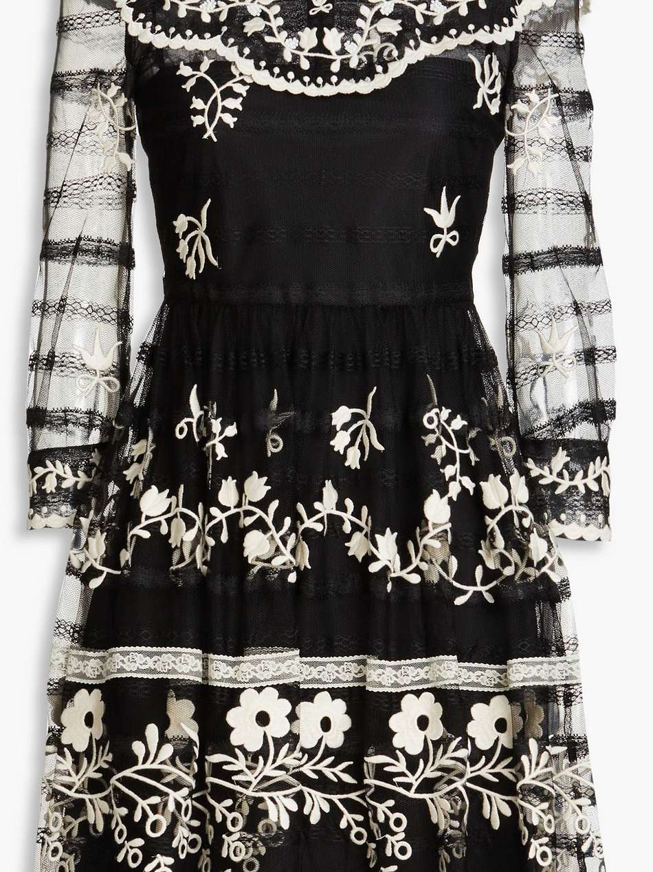 embellished lace mini dress