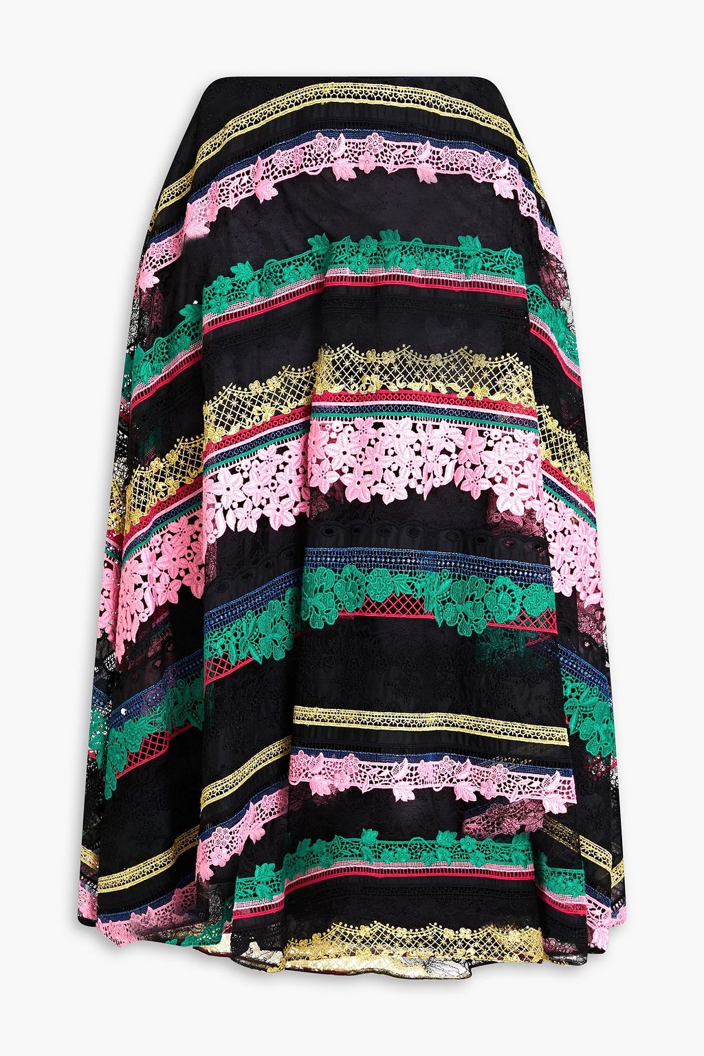 VALENTINO GARAVANI Cotton blend guipure lace midi skirt THE OUTNET