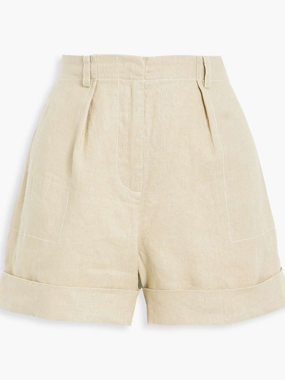pleated linen shorts