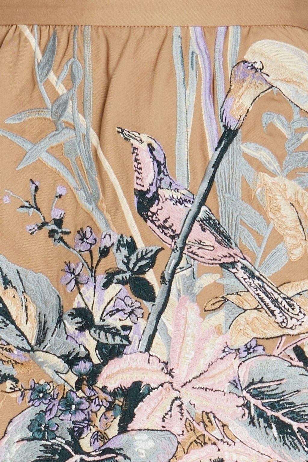 REDVALENTINO Skirt-effect embroidered cotton-twill shorts