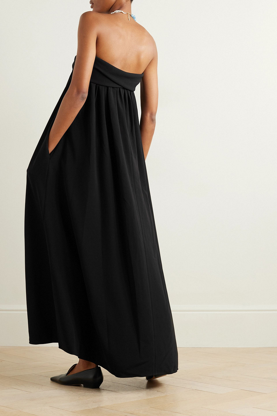 PROENZA SCHOULER STRAPLESS DRAPED CREPE MAXI DRESS