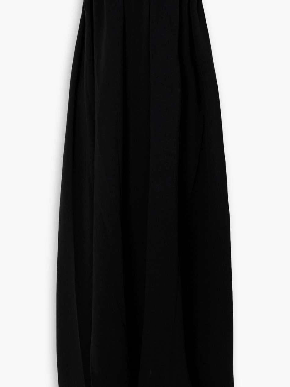 strapless draped crepe maxi dress