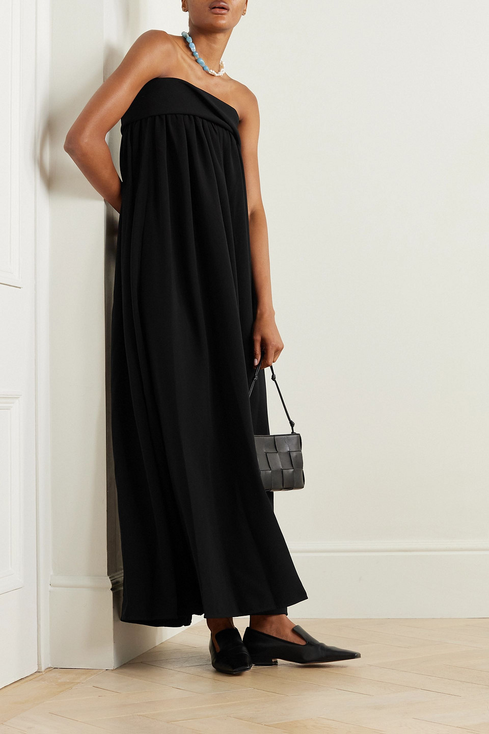 PROENZA SCHOULER STRAPLESS DRAPED CREPE MAXI DRESS