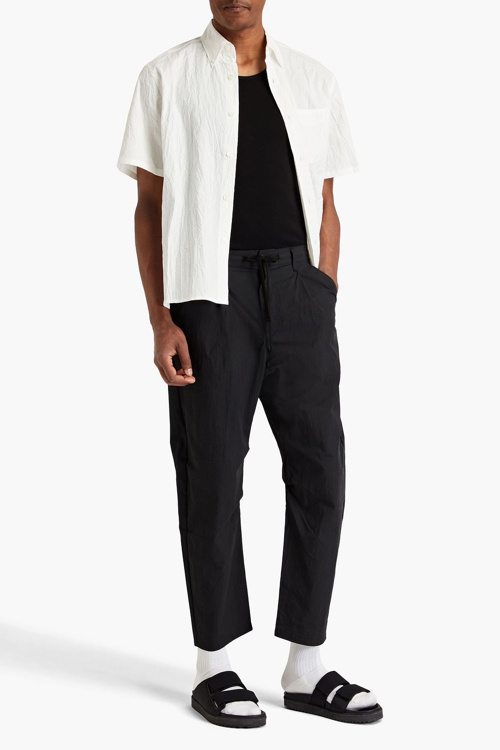 JOHN ELLIOTT Crinkled cotton-blend poplin shirt