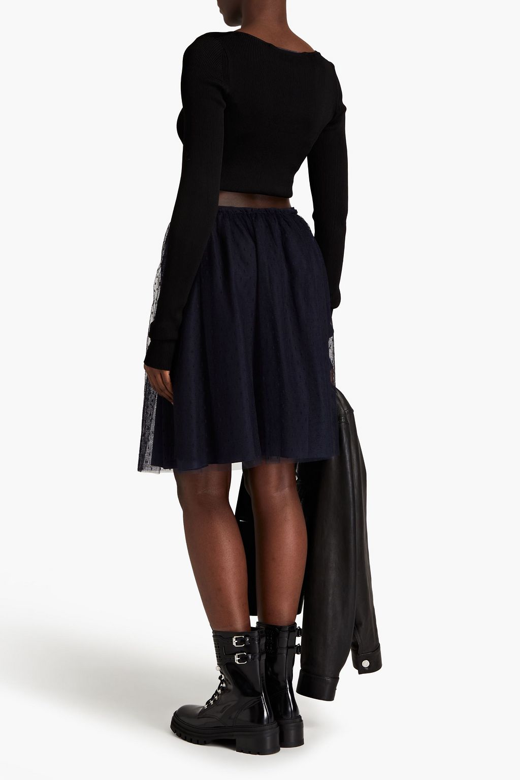 REDVALENTINO Gathered point d'esprit skirt