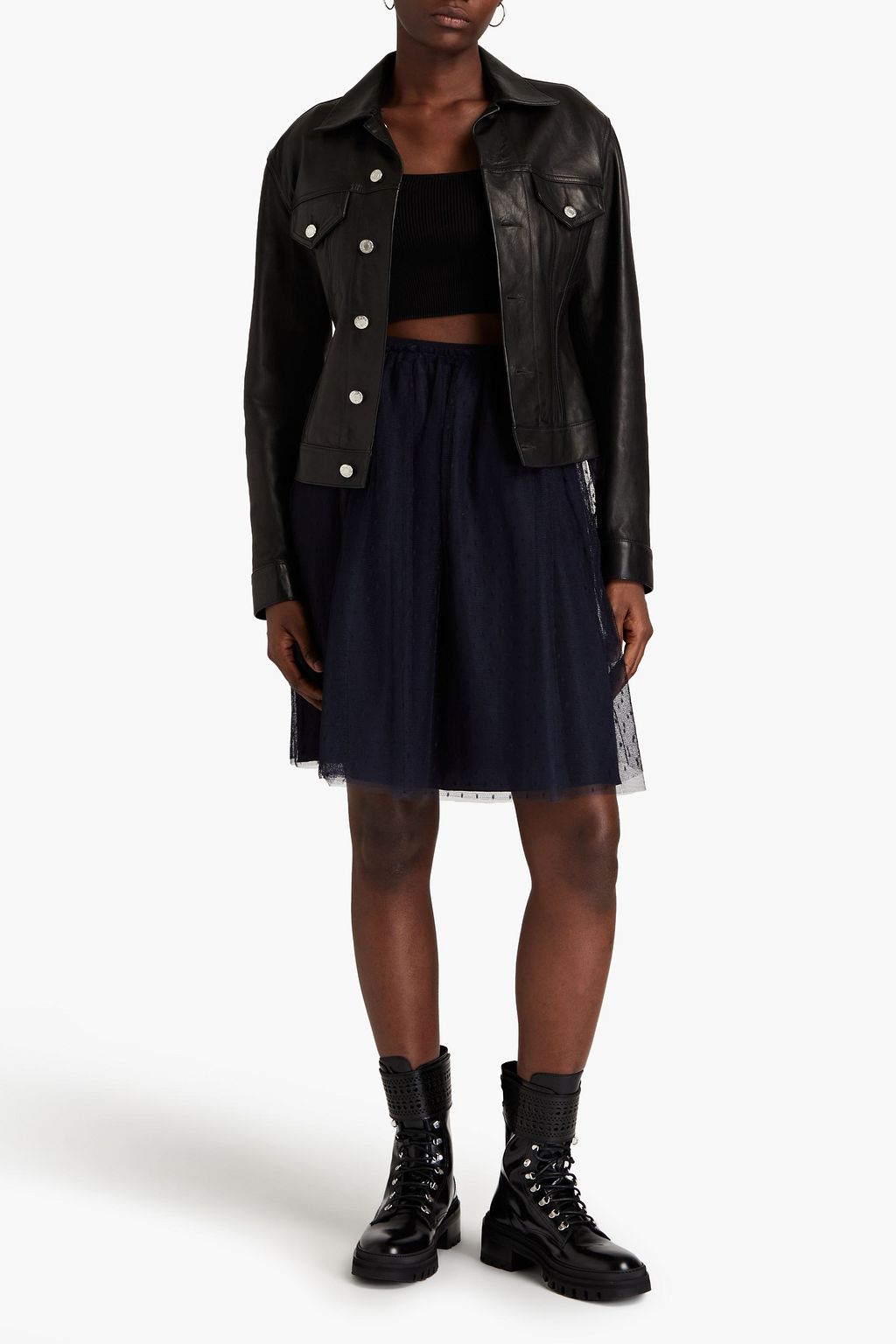 REDVALENTINO Gathered point d'esprit skirt