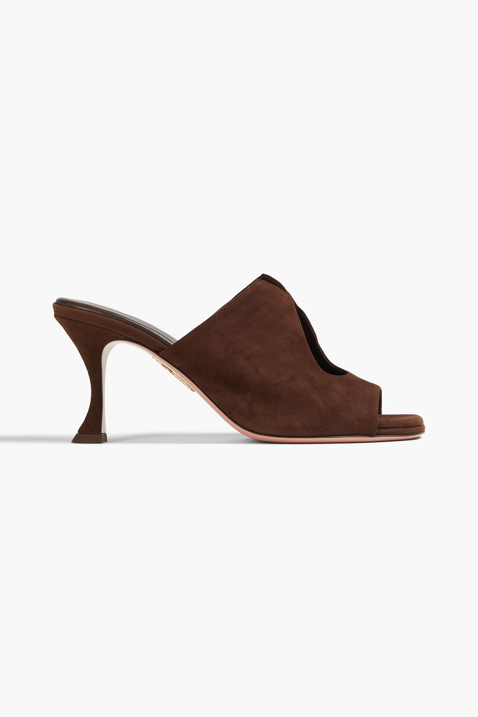 Aquazzura Sexy Thing 75 Cutout Suede Mules In Brown