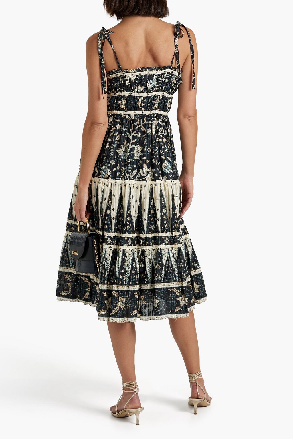 ULLA JOHNSON Indah tiered printed cotton-blend voile dress