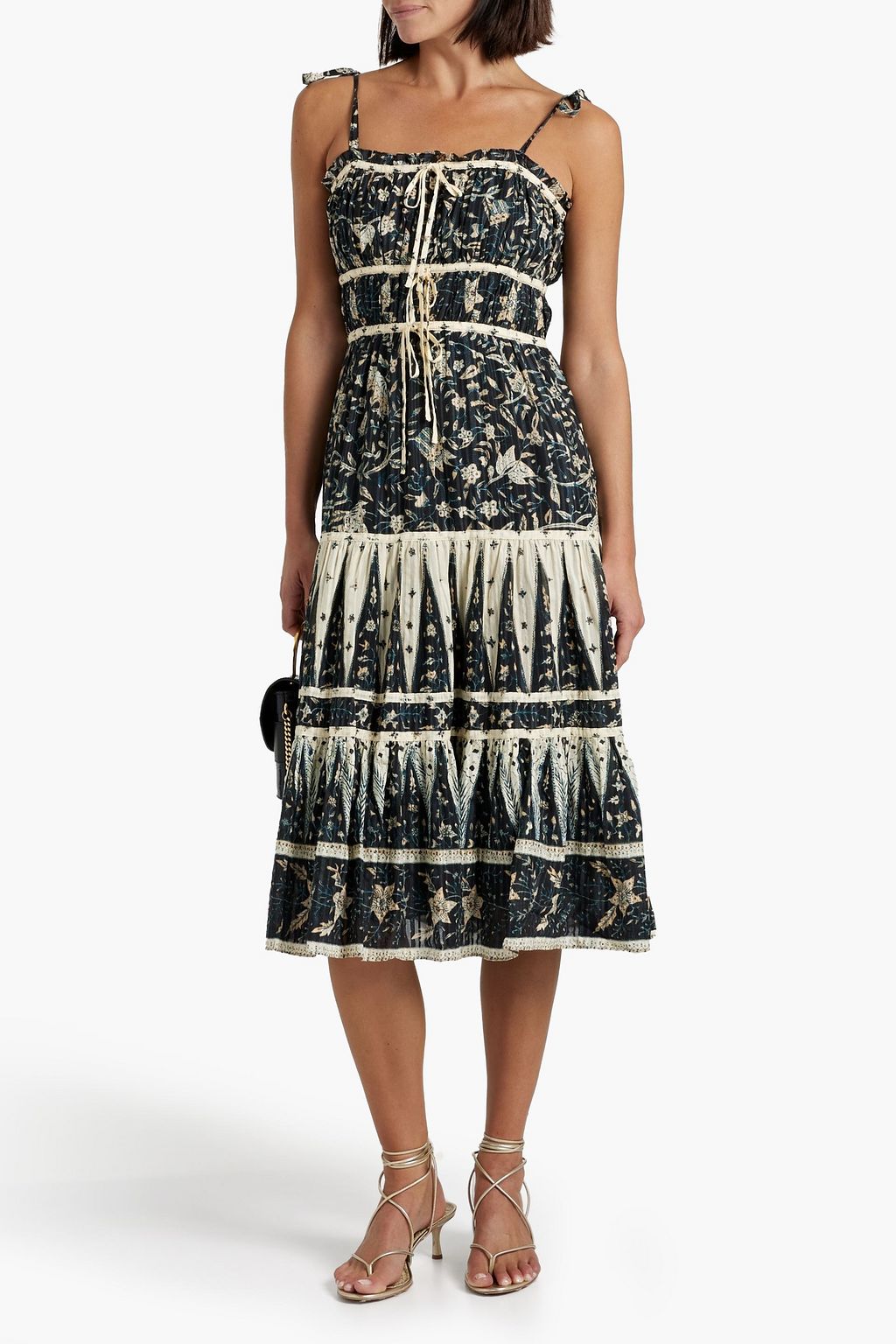 ULLA JOHNSON Indah tiered printed cotton-blend voile dress