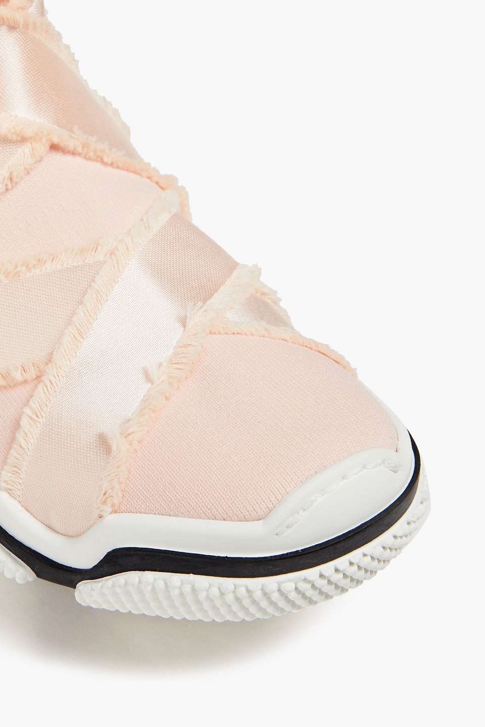 Shop Redv Glam Run Satin-trimmed Stretch-knit High-top Sneakers In Blush