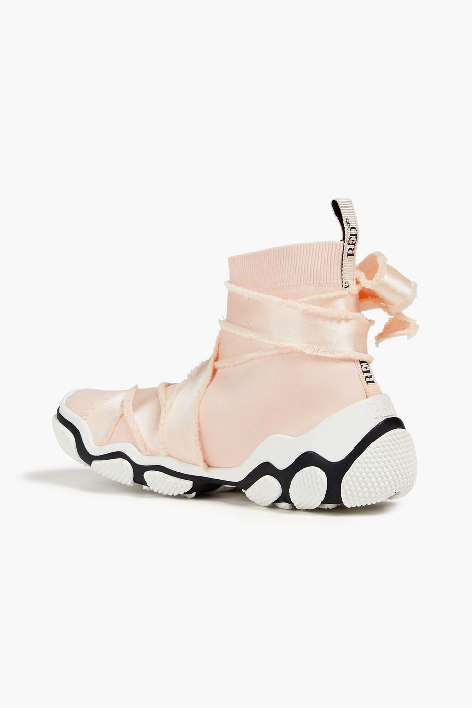 Shop Redv Glam Run Satin-trimmed Stretch-knit High-top Sneakers In Blush