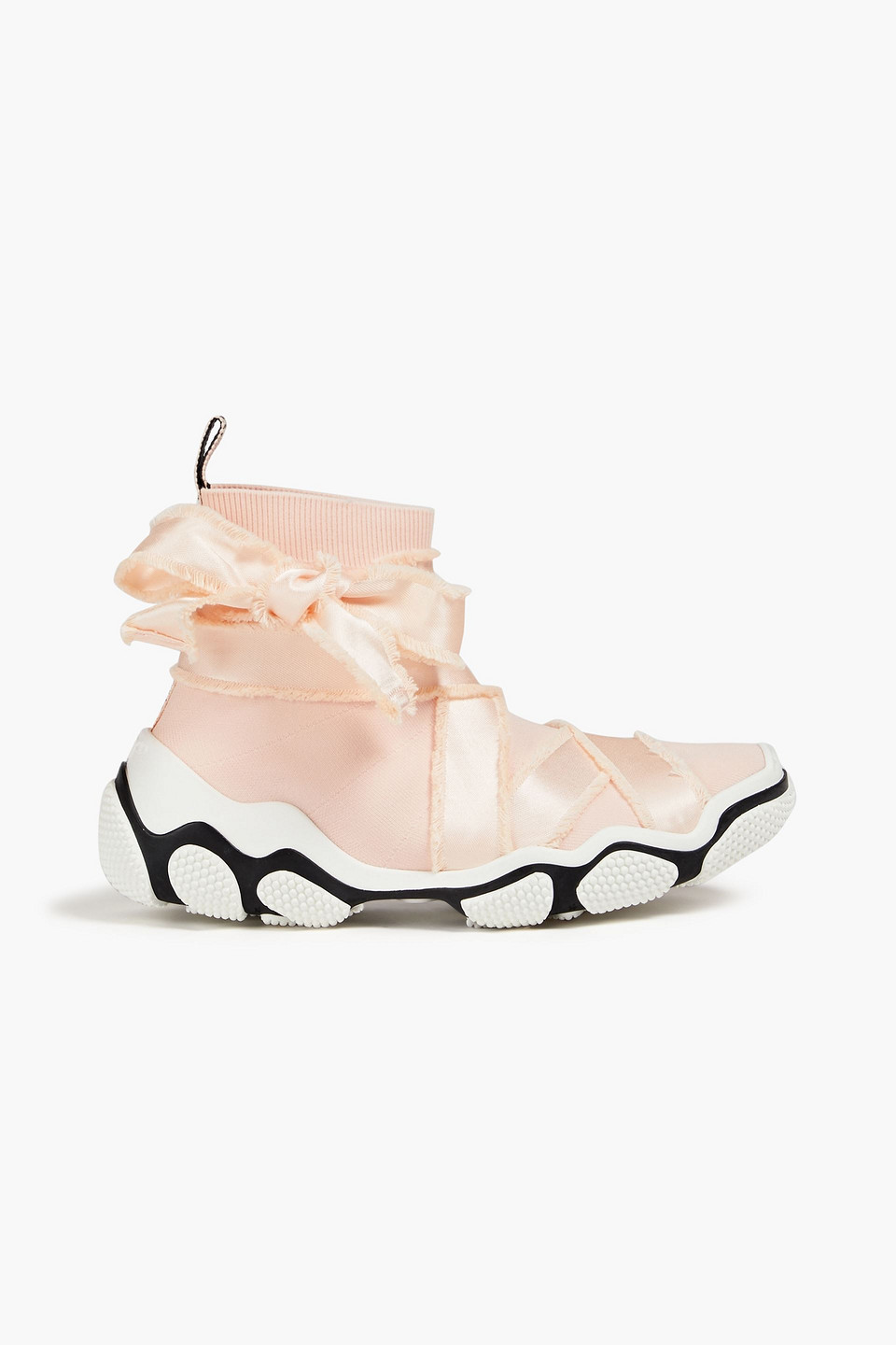 Redv High-top-sneakers Aus Stretch-strick Und Satin Mit Fransen In Blush