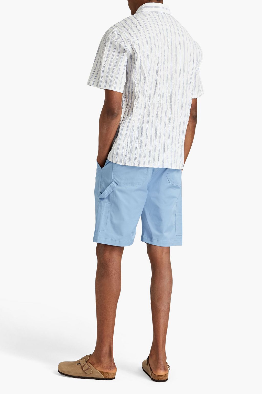 JOHN ELLIOTT Striped crinkled cotton-blend poplin shirt