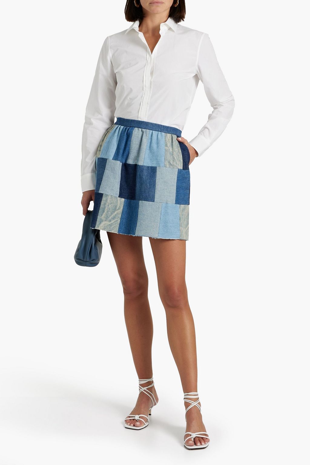 REDVALENTINO Patchwork denim mini skirt