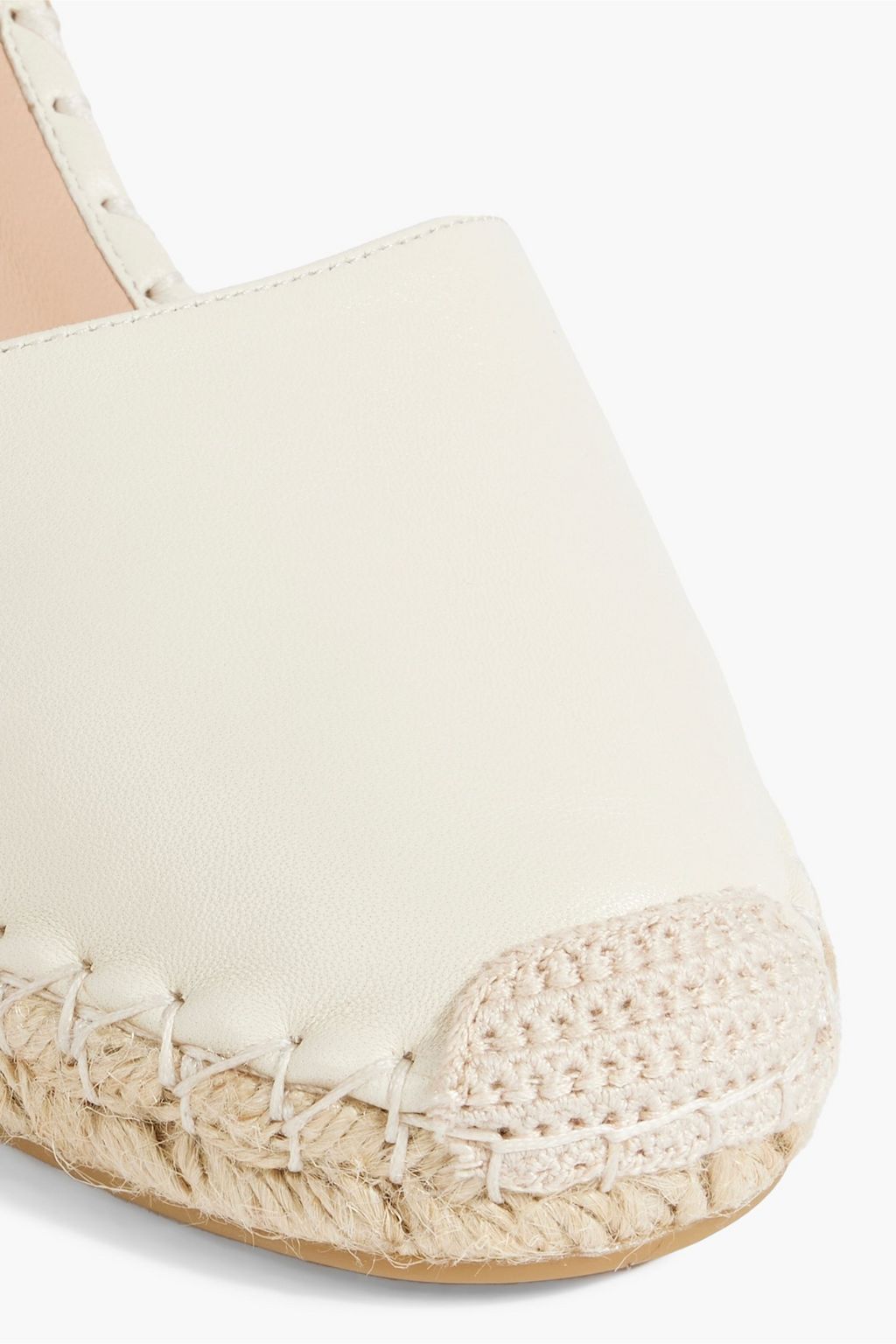 VALENTINO GARAVANI Rockstud ruffled leather wedge espadrilles