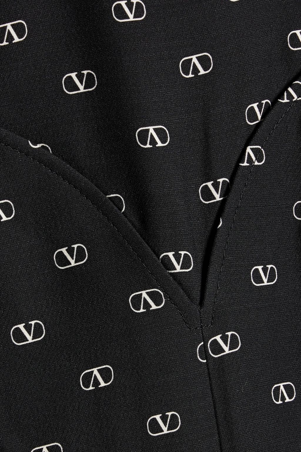 VALENTINO GARAVANI Logo-print wool and silk-blend crepe mini dress