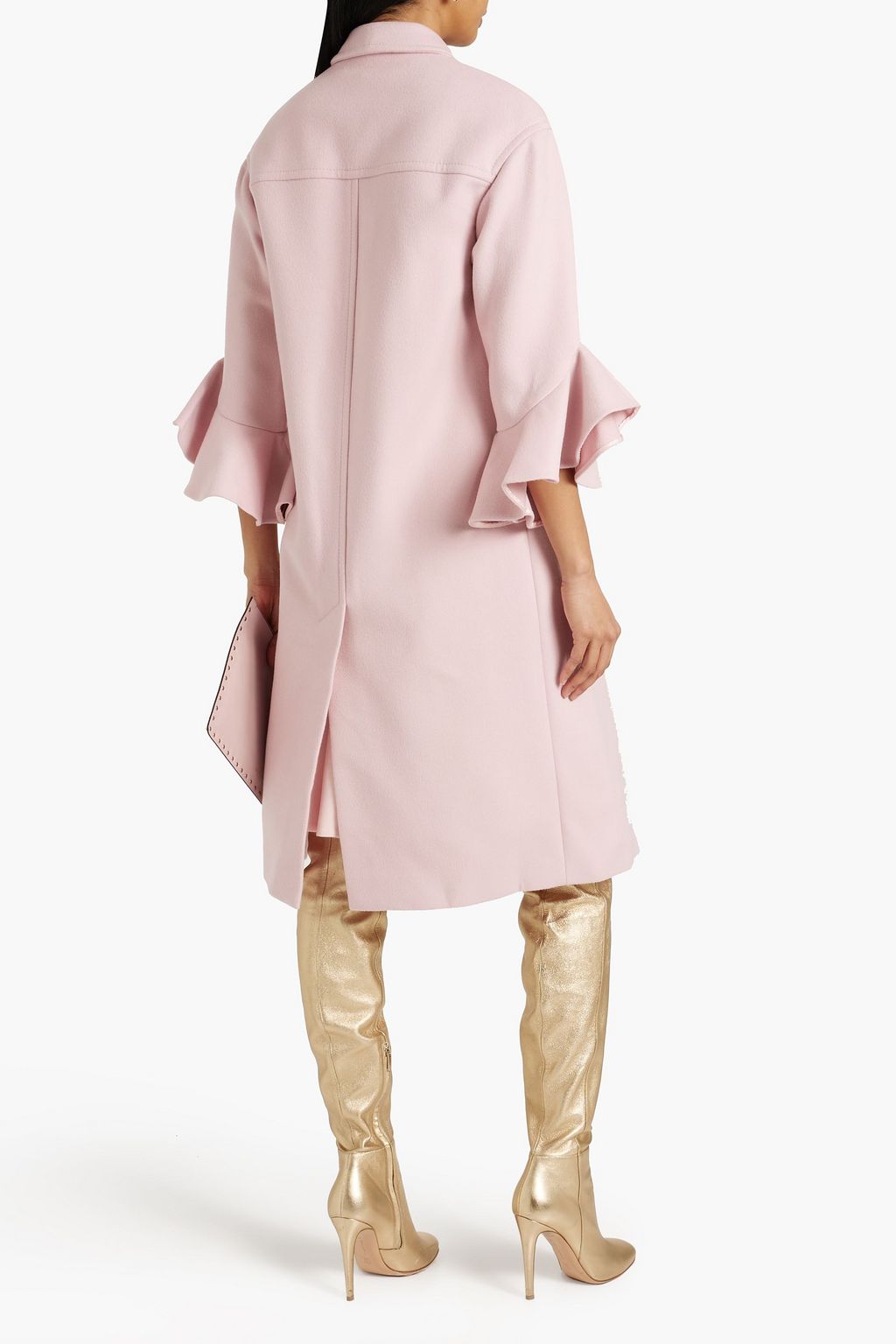 VALENTINO GARAVANI Ruffled wool and cashmere-blend felt coat