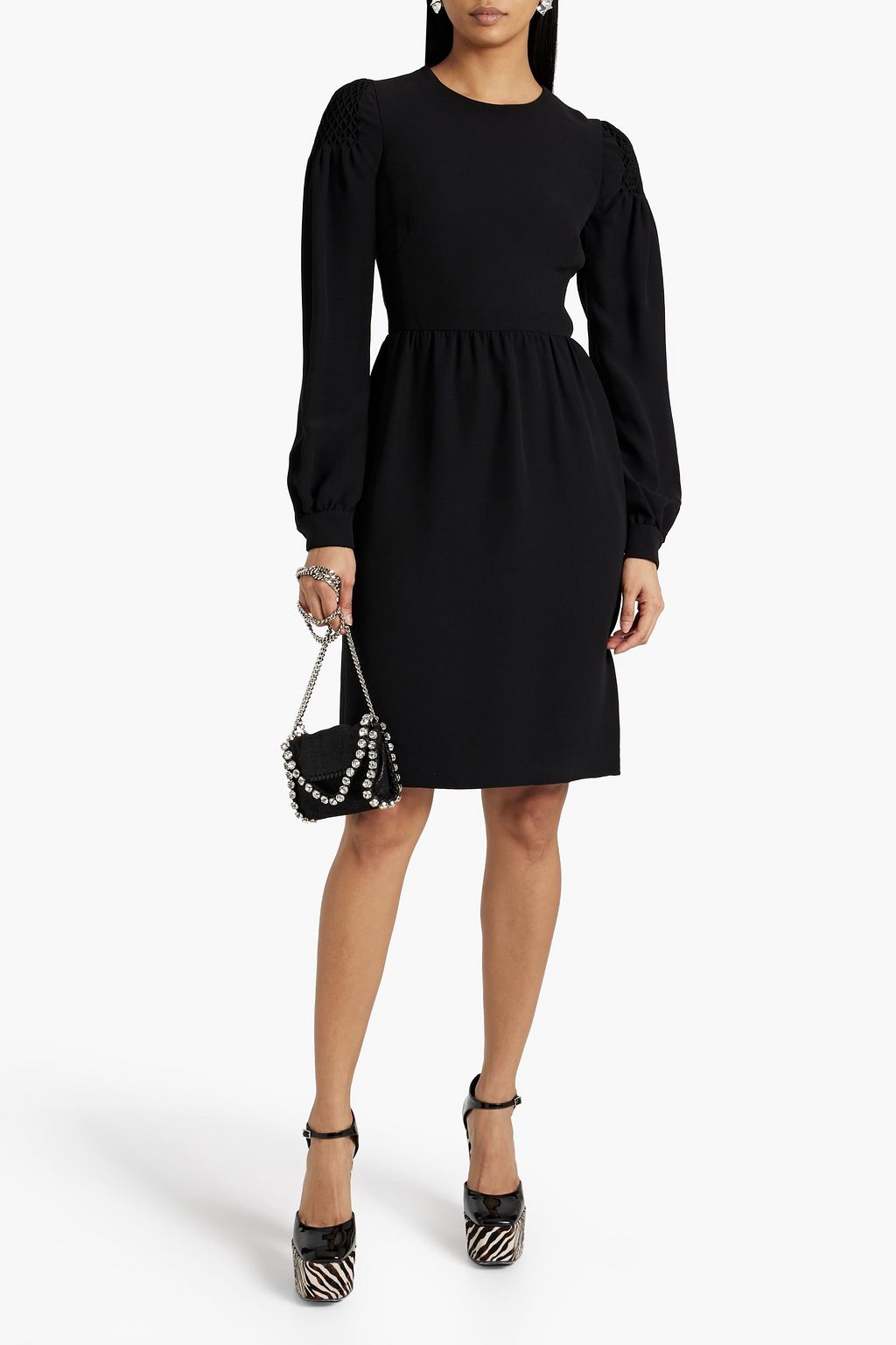 VALENTINO GARAVANI Smocked silk-crepe dress