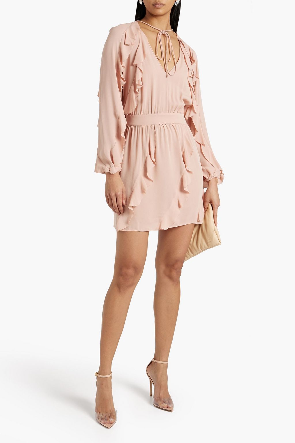 VALENTINO GARAVANI Ruffled silk crepe de chine mini dress