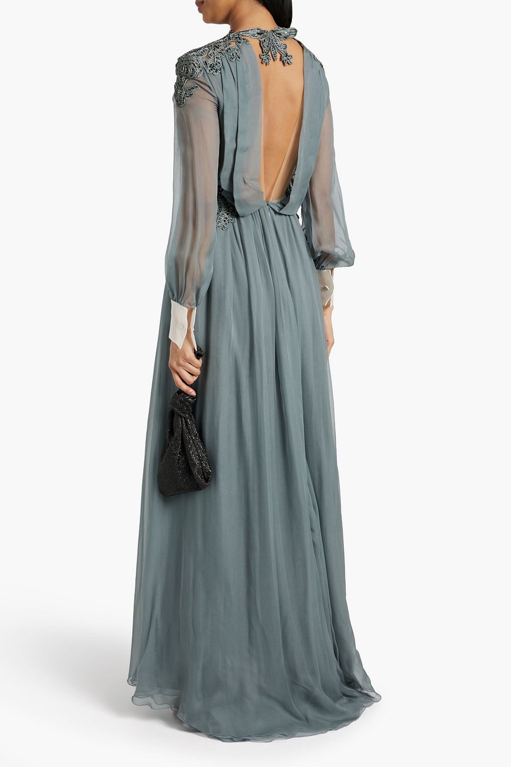 VALENTINO GARAVANI Gathered embellished silk-chiffon gown