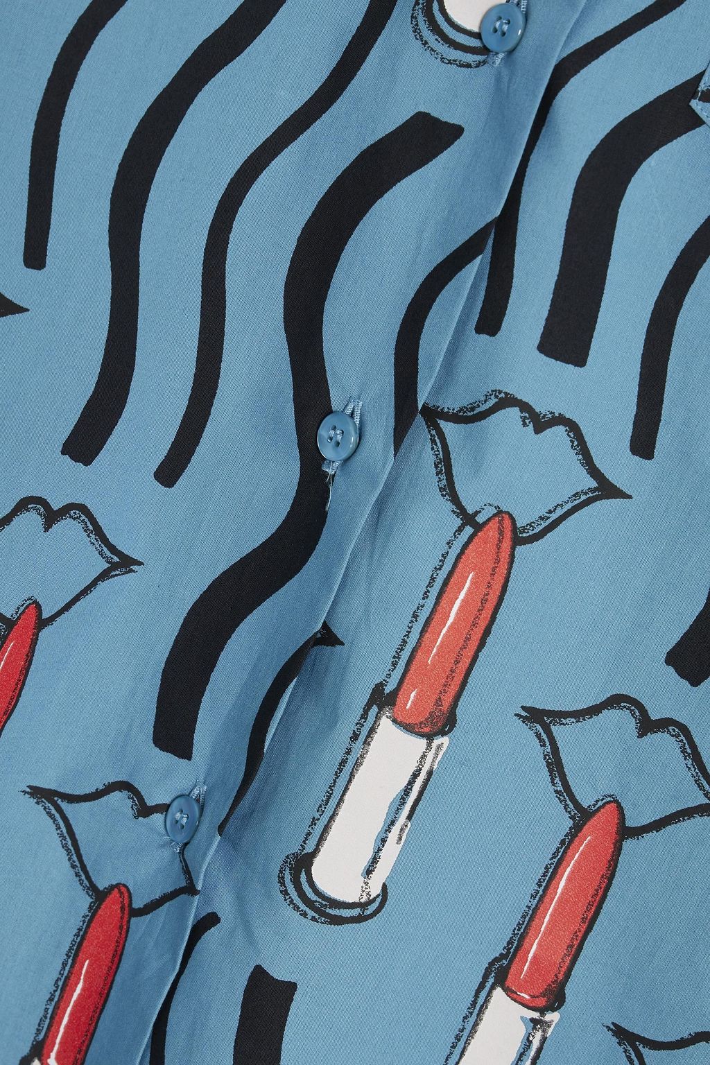 VALENTINO GARAVANI Pussy-bow printed cotton-poplin shirt