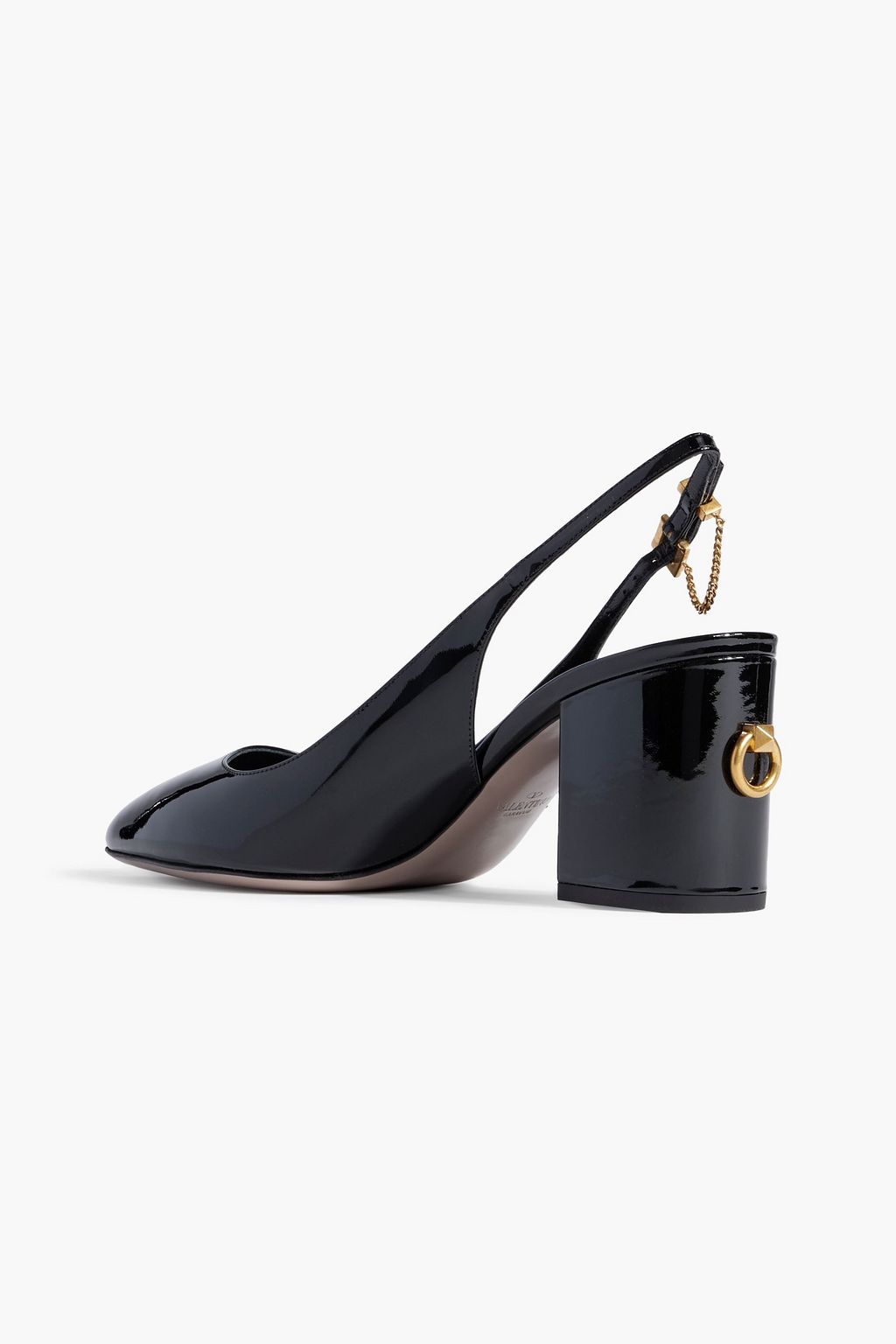 VALENTINO GARAVANI Ringstud patent-leather slingback pumps