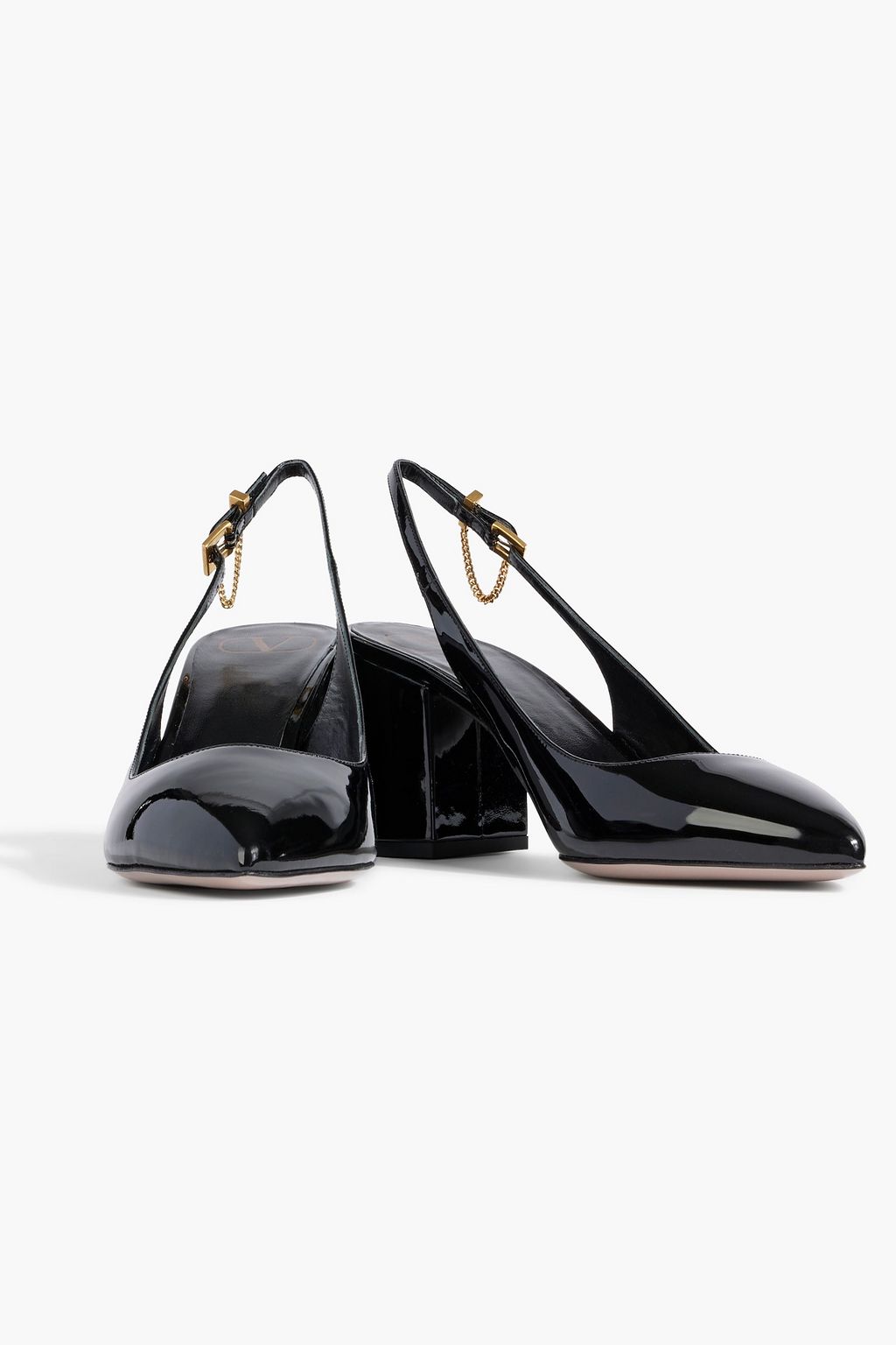 VALENTINO GARAVANI Ringstud patent-leather slingback pumps