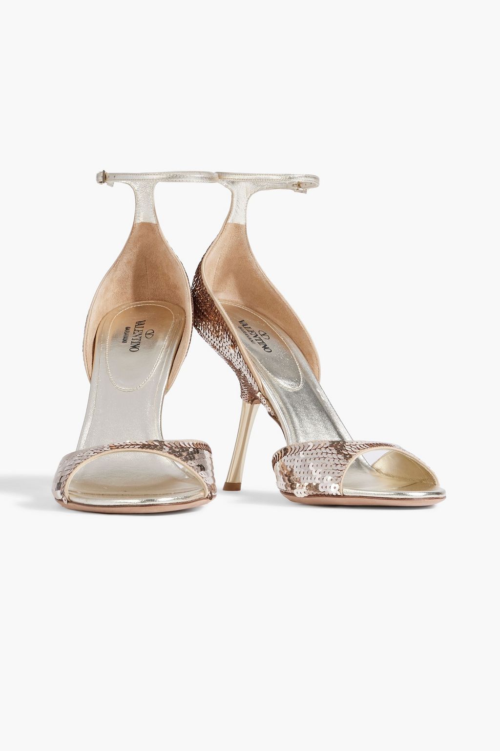 VALENTINO GARAVANI Sequined metallic leather sandals