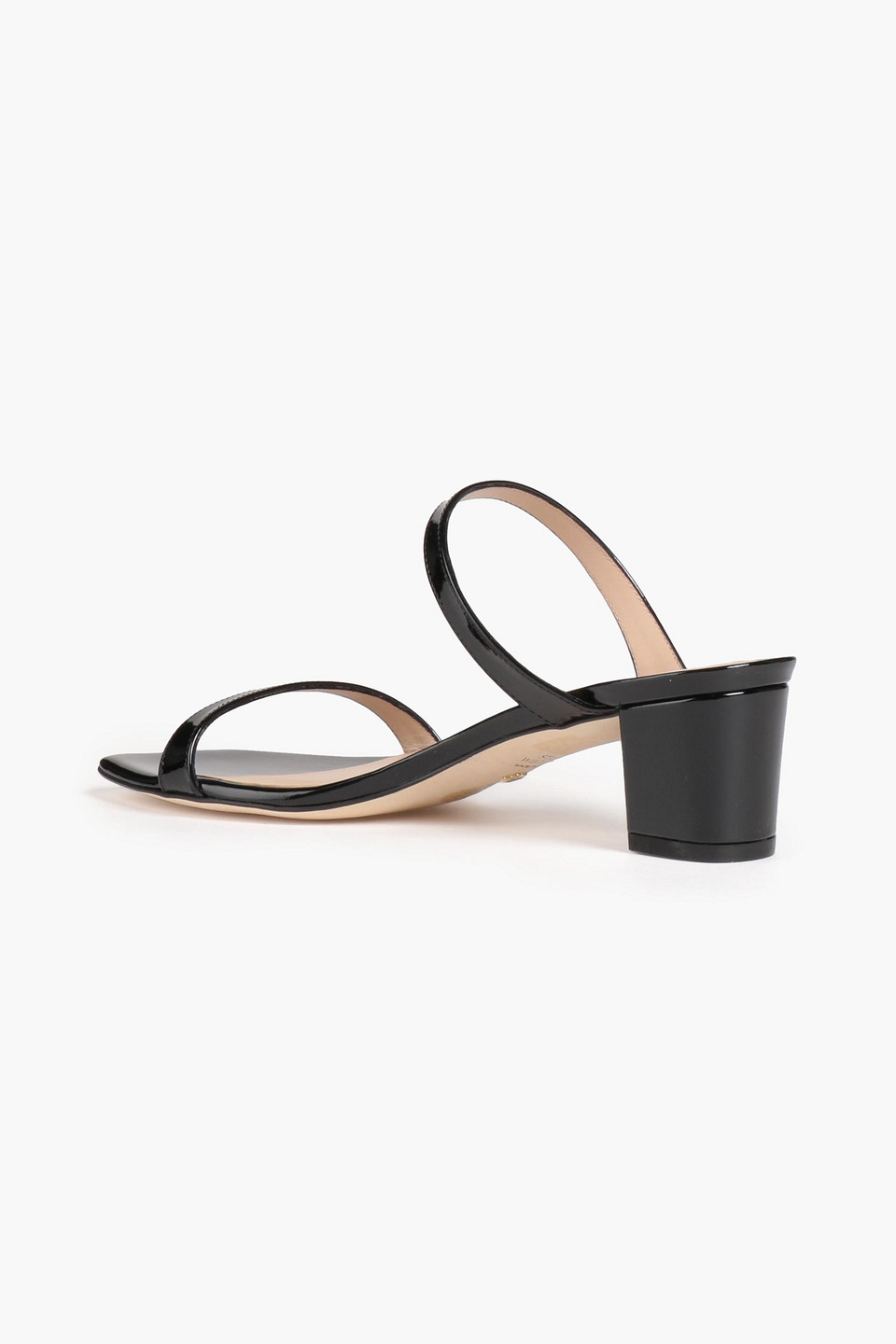 Shop Stuart Weitzman Aleena 50 Patent-leather Mules In Black