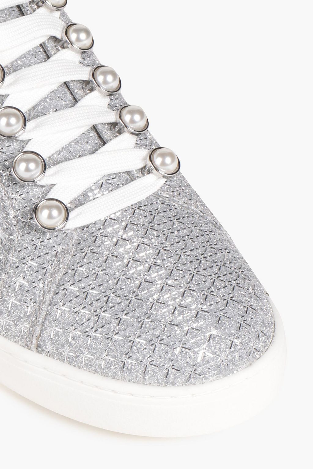 STUART WEITZMAN Sneakers aus Lamé mit Kunstperlen