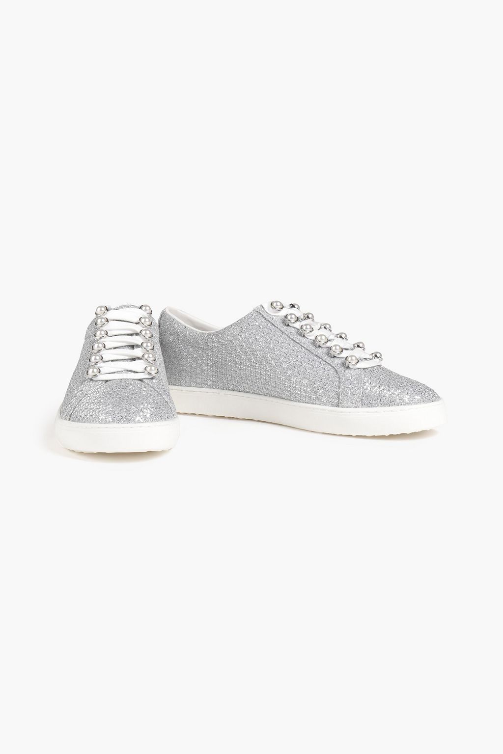 STUART WEITZMAN Sneakers aus Lamé mit Kunstperlen