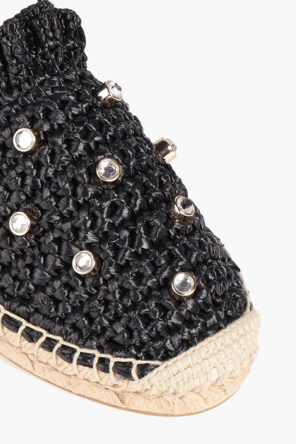 RED(V) Crystal-embellished faux raffia mules