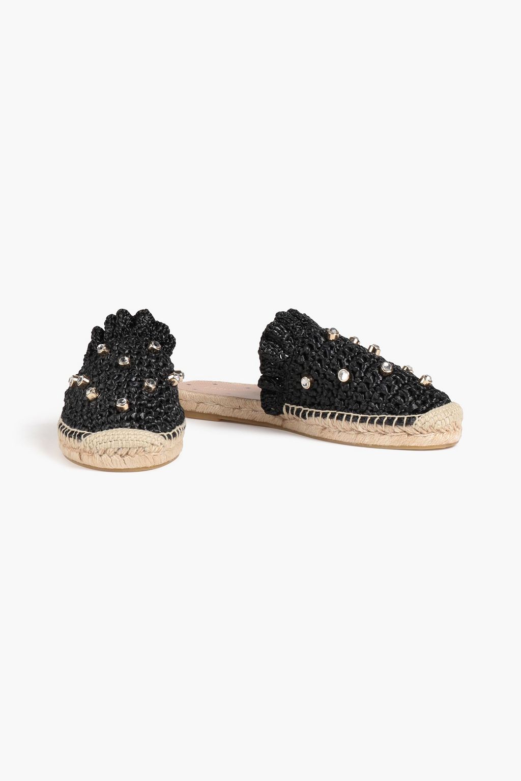 RED(V) Crystal-embellished faux raffia mules