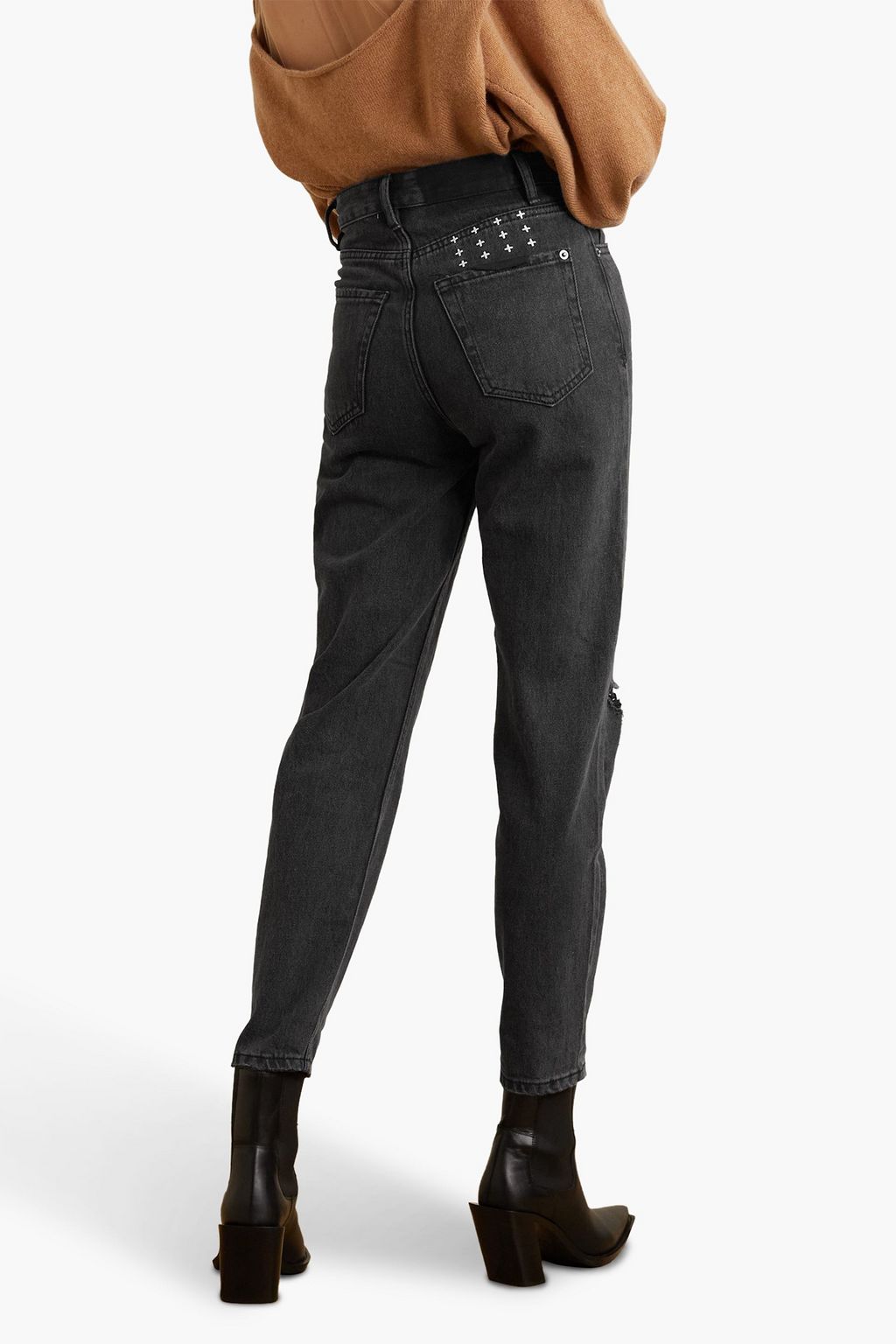 KSUBI Pointer Navana cropped distressed high-rise tapered jeans