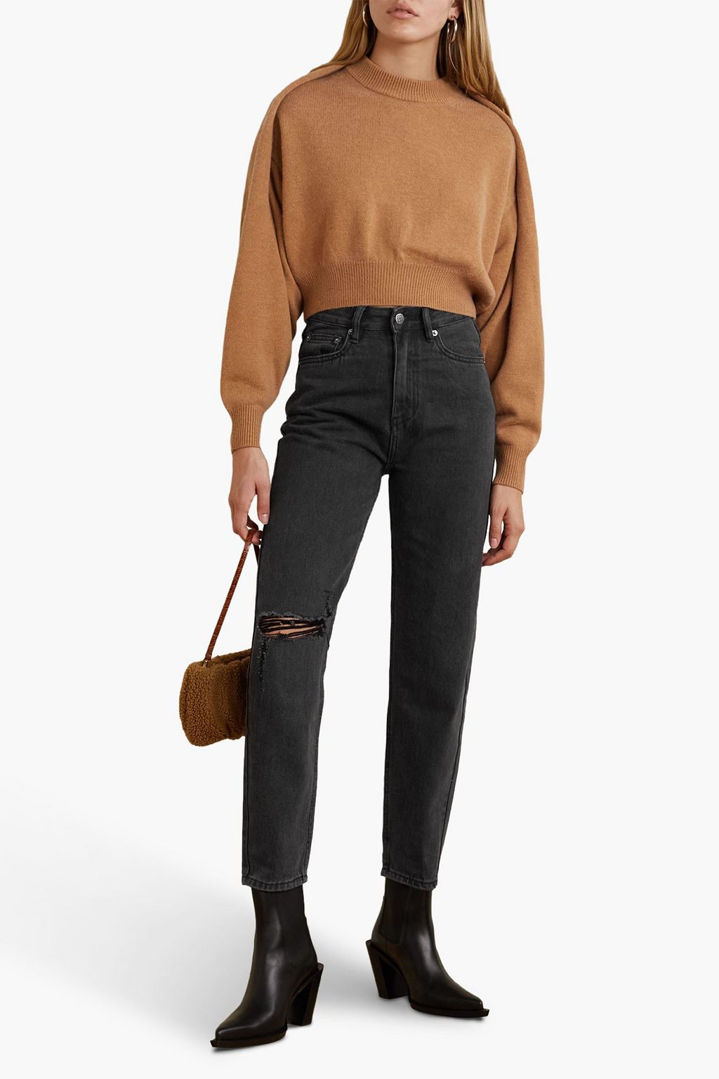 KSUBI Pointer Navana cropped distressed high-rise tapered jeans