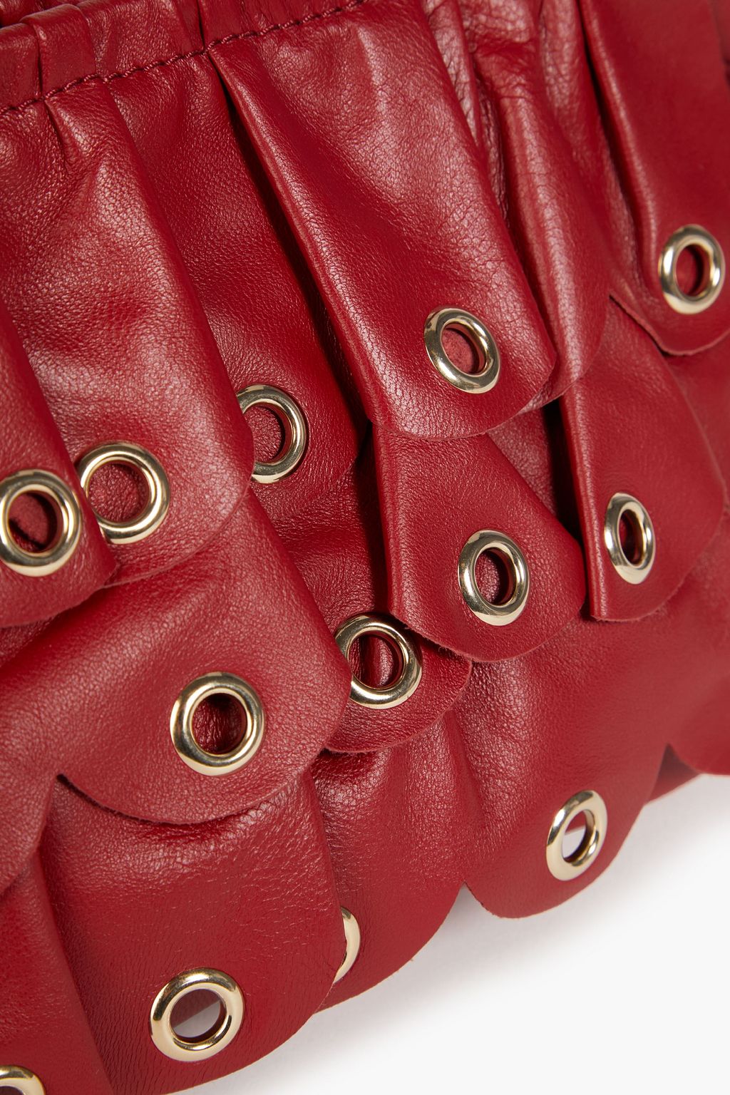RED(V) Ruffled embellished leather tote