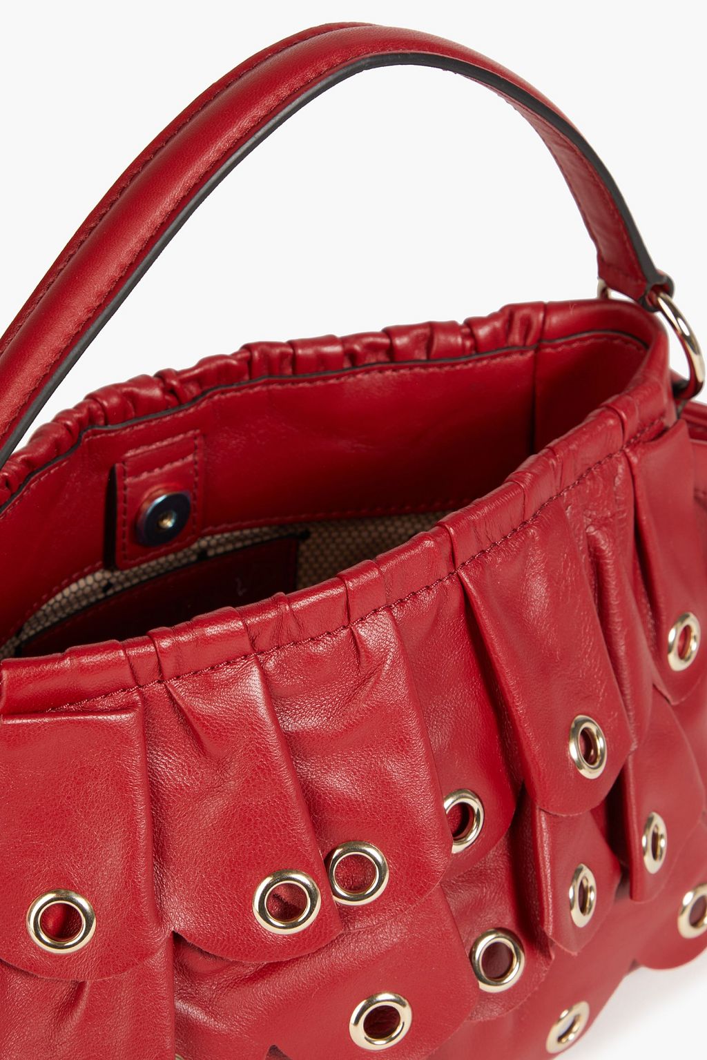 RED(V) Ruffled embellished leather tote