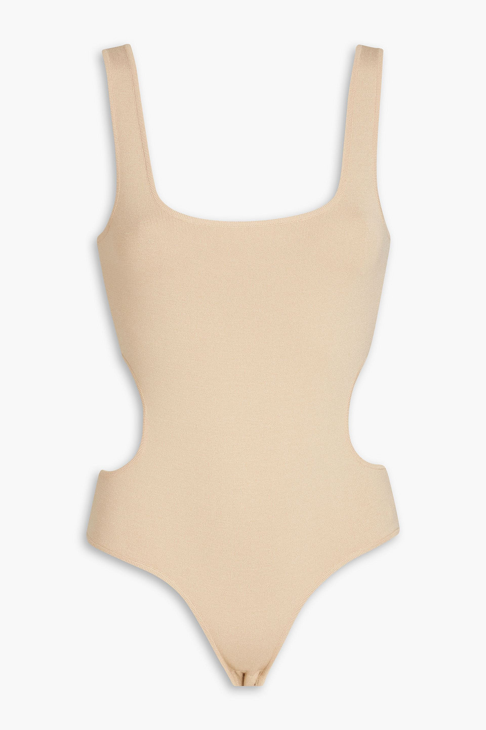 Zeynep Arcay Cutout Stretch-knit Bodysuit In Beige