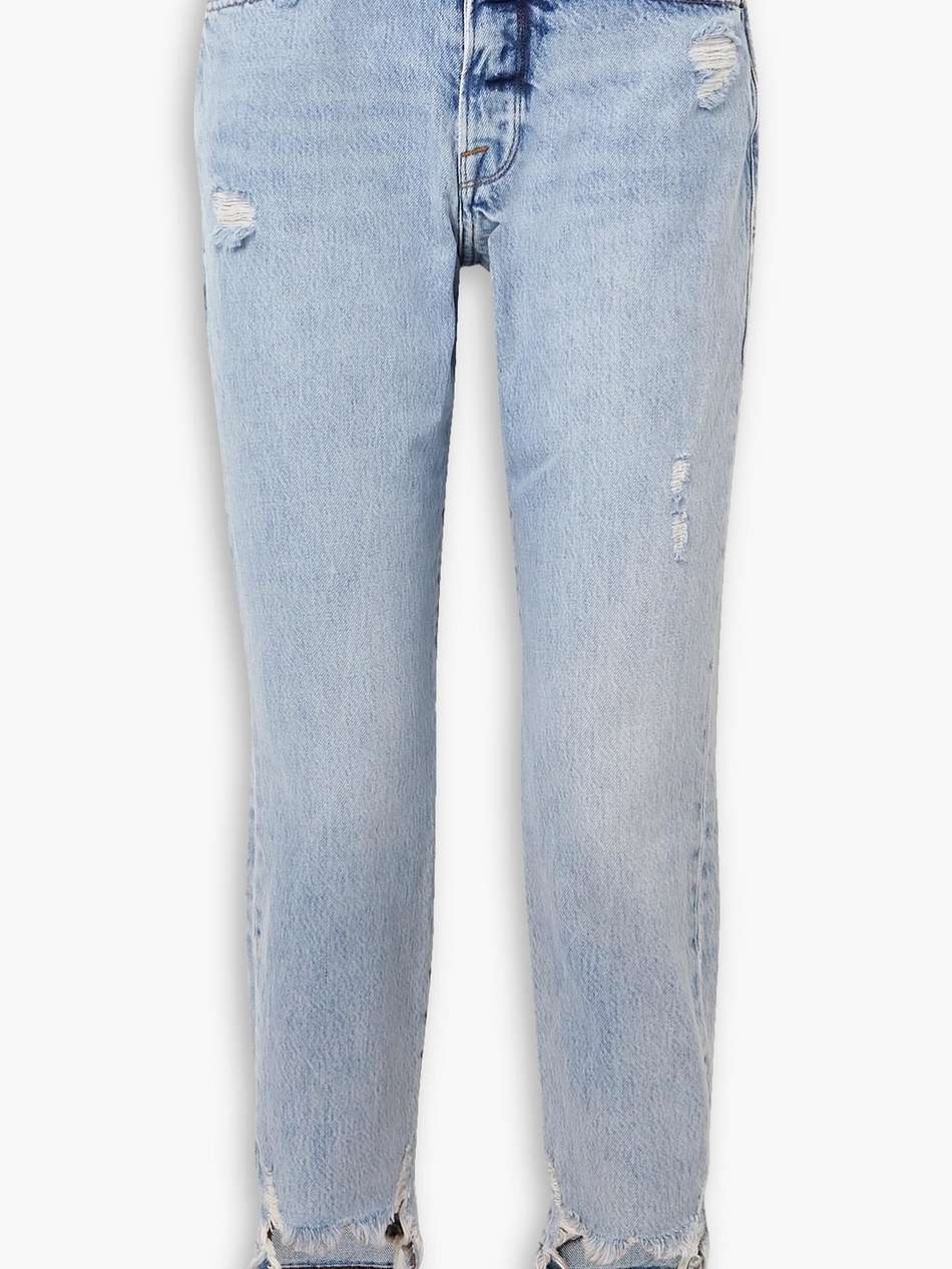 le original cropped distressed high-rise straight-leg jeans